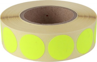 Etikett, 20 mm kör, 1000 etikett/tekercs, citromsárga