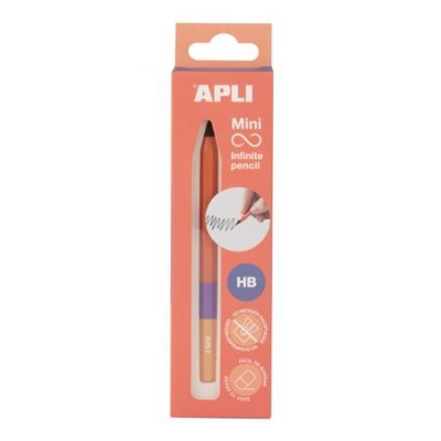 Töltőceruza, mini, HB, hatszögletű, tricolor, APLI "Infinite", narancs