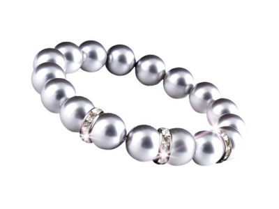 Karkötő, ezüst színű SWAROVSKI® gyöngyből, fehér kristállyal, 10mm, ART CRYSTELLA® M