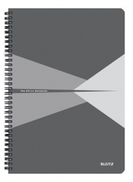 Spirálfüzet, A4, vonalas, 90 lap, laminált karton borító, LEITZ "Office", szürke