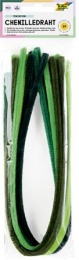 Zseníilia drót, 50 cm, FOLIA "Colour Tone Mix", 10 zöld árnyalat