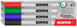Tábla- és flipchart marker készlet, 1-3 mm kúpos, KORES "K-Marker W1", 4 különböző szín